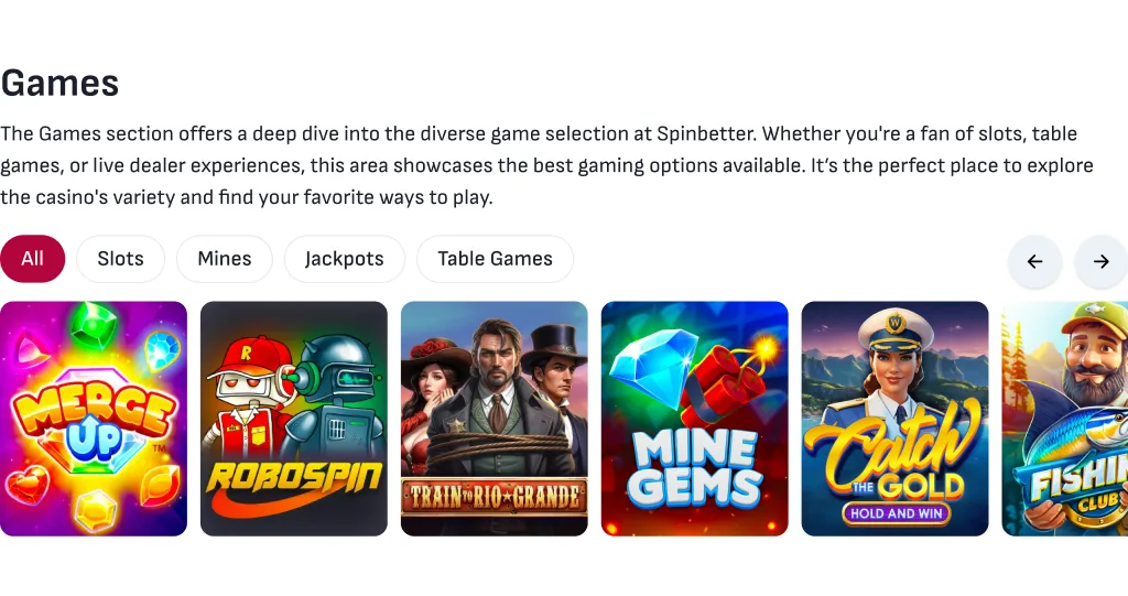 GamblesHub games and providers interface