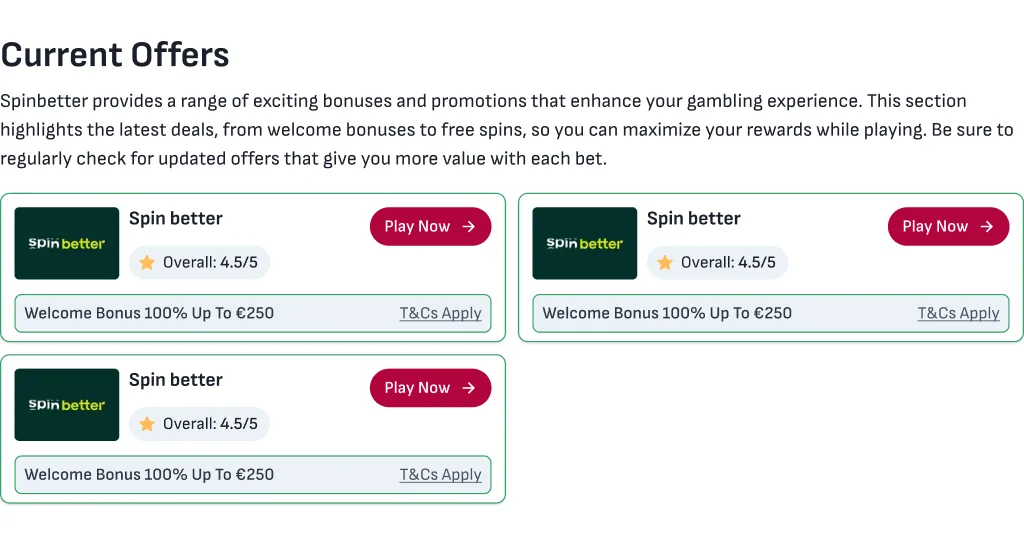 GamblesHub bonus offers interface