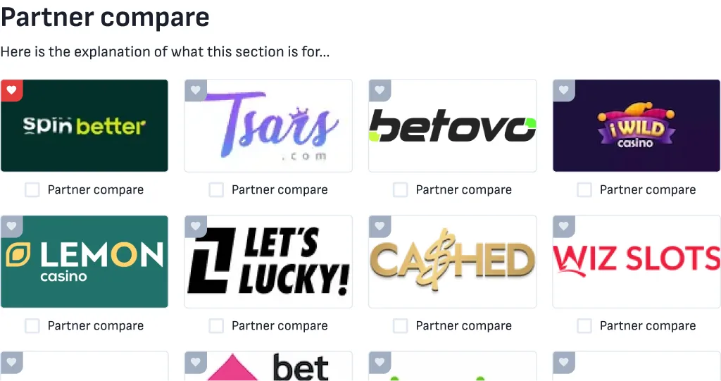 GamblesHub partner comparison interface